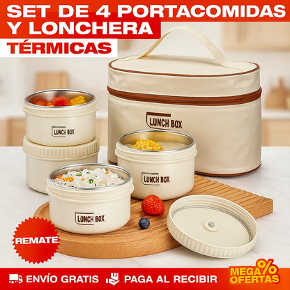 Portacomidas y Lonchera Térmica – Tu Almuerzo Caliente y Sin Derrames · Set x4
